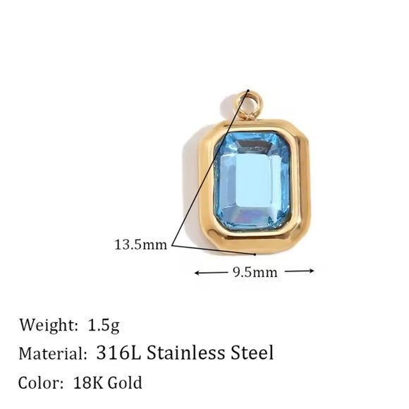 BLUE CRYSTAL NECKLACE CHARM - Picture 2 of 2